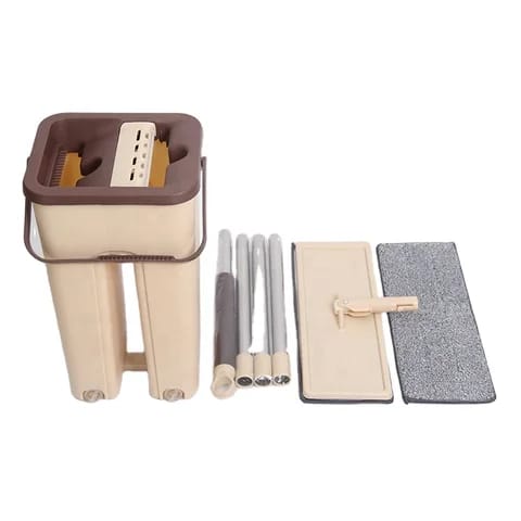 Professional Home Cleaning System Squeeze Flat Floor Mop And Bucket Set With 2 Washable Microfiber Pads (نظام تنظيف منزلي احترافي ممسحة أرضيات مسطحة مع دلو عصر ووسادتين مايكروفايبر قابلة للغسل)